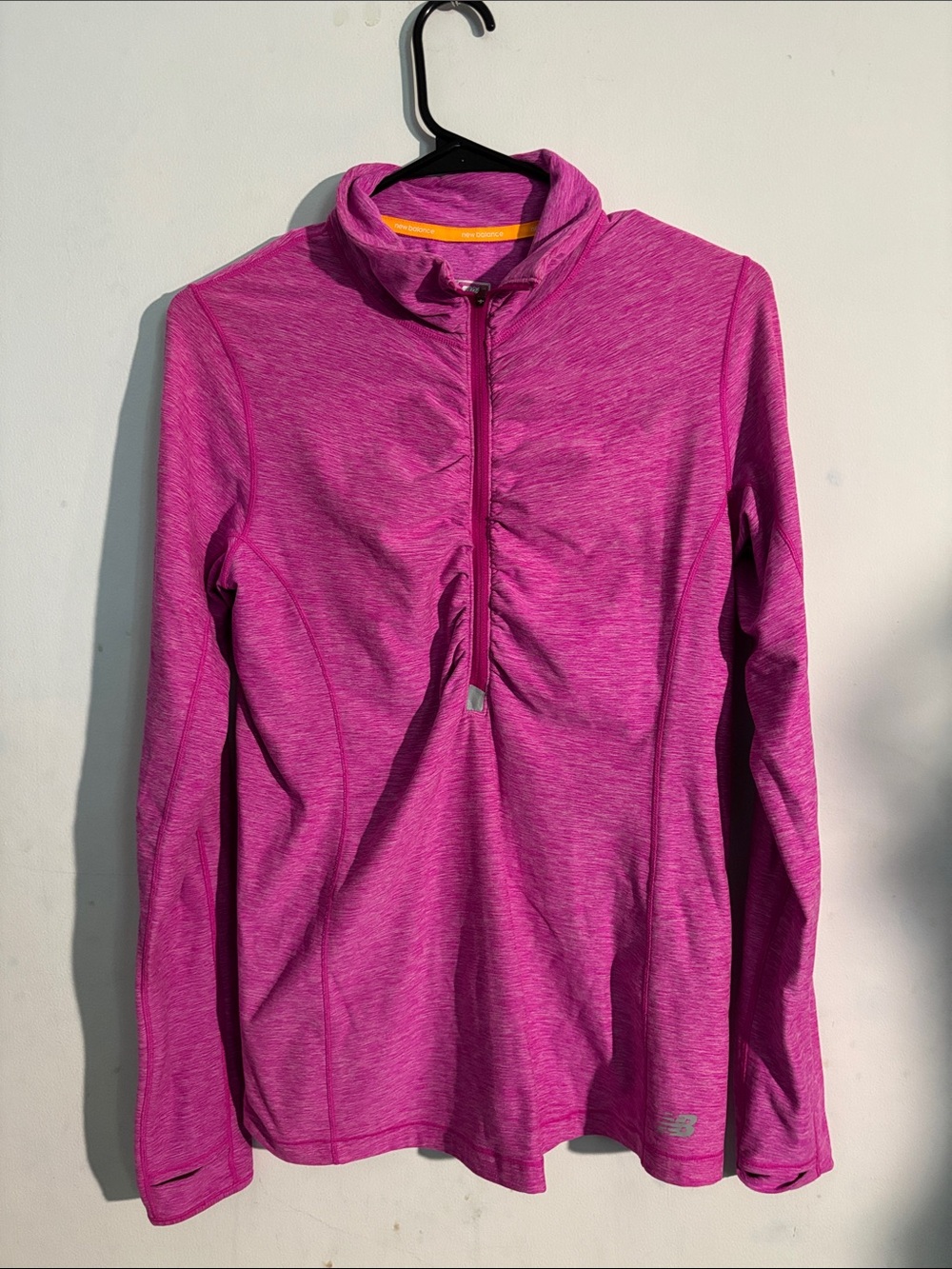 New Balance Heathered Fuchsia Half-Zip Performance Top